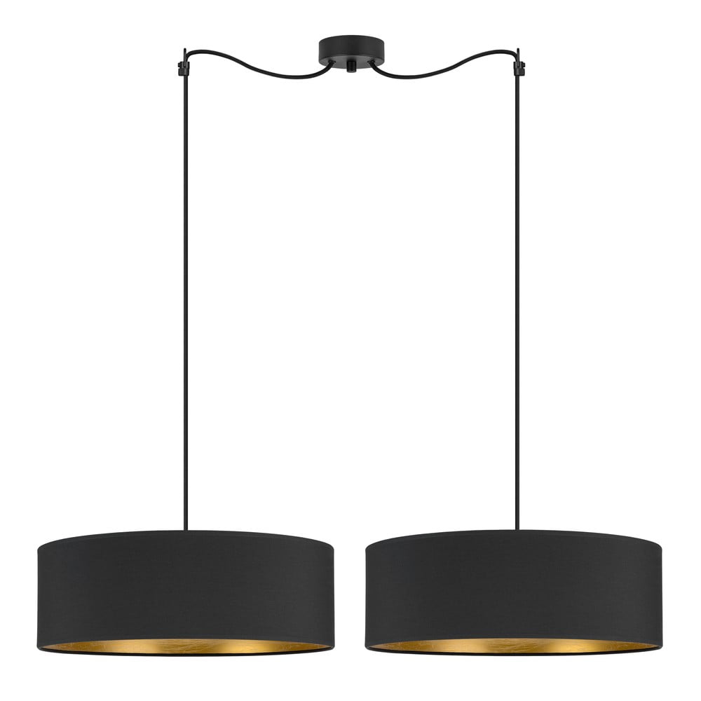Czarna podwójna lampa wisząca z detalem w złotym kolorze Bulb Attack Tres XL, ⌀ 45 cm