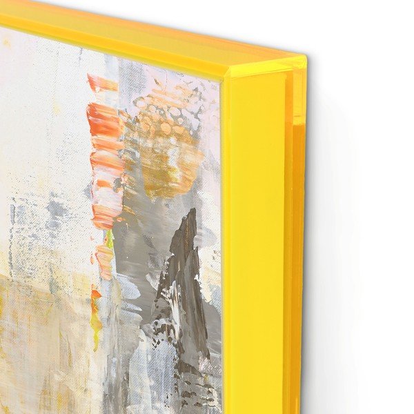 Obrazy zestaw 2 szt. drukowane/z ręcznie malowanymi elementami z ramą w zestawie/na płótnie 41,5x41,5 cm New Age Yellow – Malerifabrikken-image-3