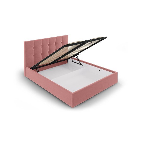 Różowe łóżko dwuosobowe Mazzini Beds Nerin, 140x200 cm-image-3