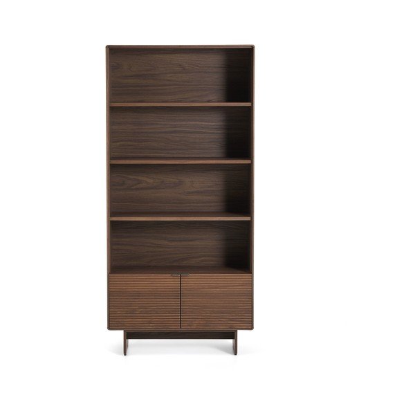 Regał w dekorze orzecha w ciemnym naturalnym kolorze 90x190x35 cm Norlen – Kave Home-image-3