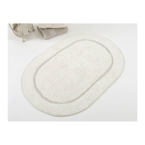 Jasnoszary ręcznie tkany dywanik łazienkowy z bawełny premium Garlen, 50x75 cm
