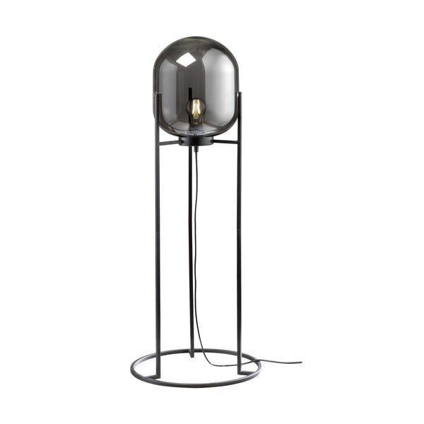 Czarna lampa stojąca ze szklanym kloszem (wysokość 97 cm) Regi – Fischer & Honsel