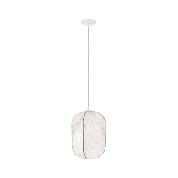Biała metalowa lampa wisząca z tekstylnym kloszem ø 30 cm Pierida – Nova Luce