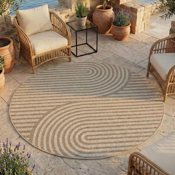 Beżowy okrągły dywan odpowiedni na zewnątrz ø 160 cm Desert 1301 – Ayyildiz Carpets-image-1