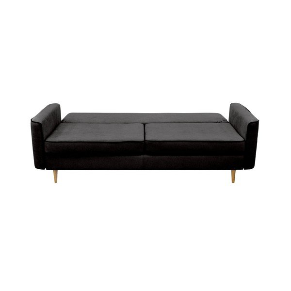 Czarna 3-osobowa sofa rozkładana z jasnymi nogami Mazzini Sofas Ivy-image-3