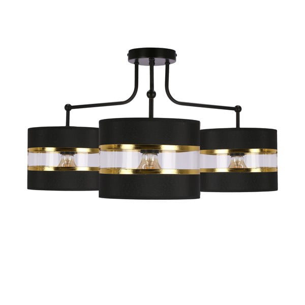 Czarna lampa sufitowa z tekstylnym kloszem ø 20 cm Andy – Candellux Lighting