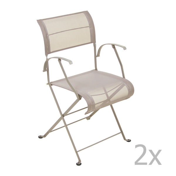 Zestaw 2 beżowych krzeseł składanych z podłokietnikami Fermob Dune