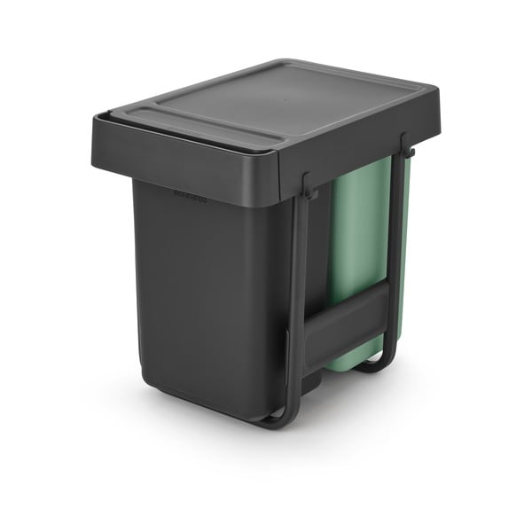 Miętowo-ciemnoszary plastikowy kosz na śmieci do segregacji odpadów do zabudowy 30 l Sort&Go – Brabantia-image-3