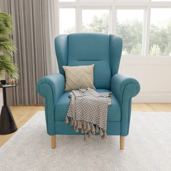 Turkusowy fotel typu uszak Swan – Ropez-image-1