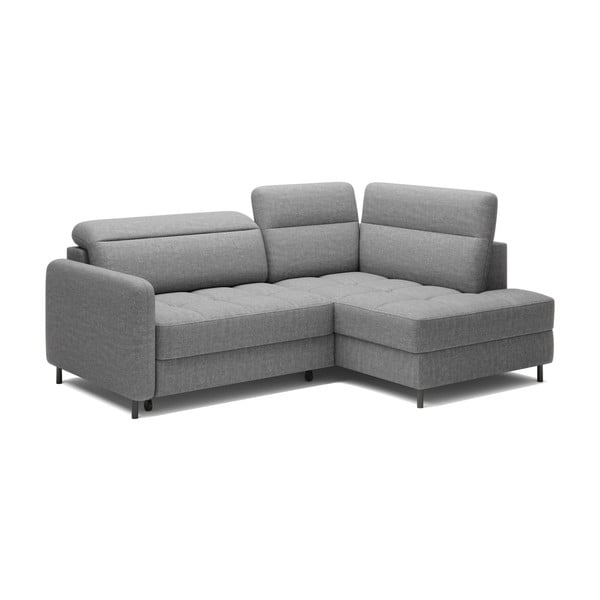 Szary aksamitny rozkładany/ze schowkiem narożnik (prawostronny/w kształcie litery L) Barea – ELTAP-image-2