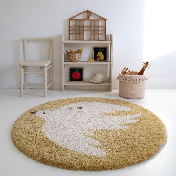 Dywan dziecięcy w kolorze ochry ø120 cm Bohemian Bird Miel – Nattiot-image-1
