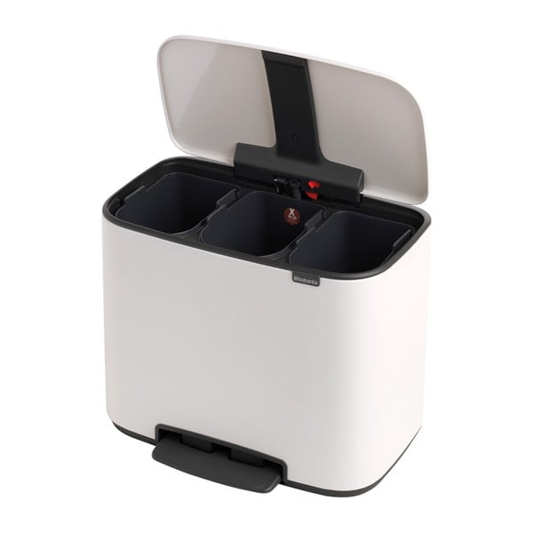 Biały stalowy kosz na śmieci z padałem do segregacji odpadów 33 l Bo – Brabantia