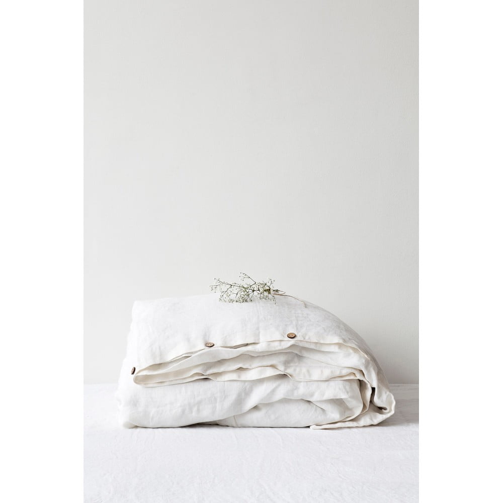 Biała lniana poszwa na kołdrę Linen Tales, 140x220 cm