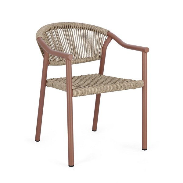 Czerwono-naturalne metalowe krzesło ogrodowe Canarias – Bizzotto