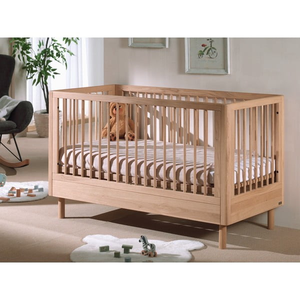 Łóżeczko z litego drewna dębowego 70x140 cm w naturalnym kolorze Forrest – Vipack-image-4