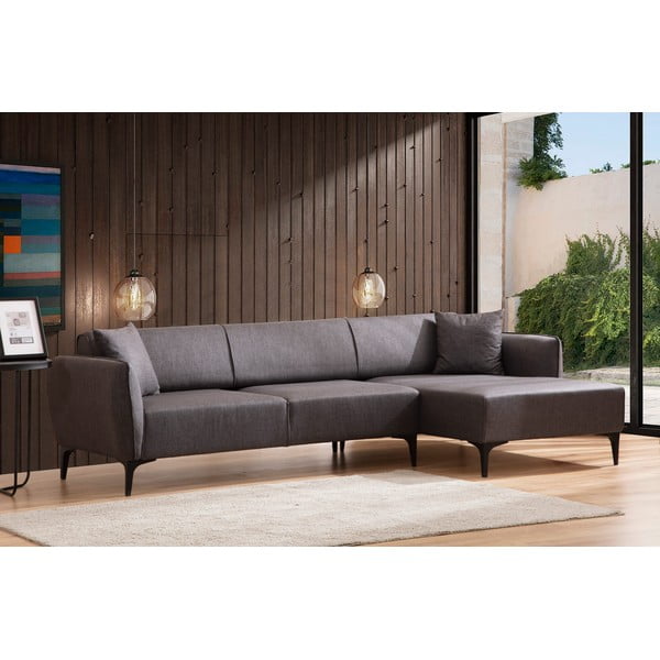 Ciemnoszara sofa narożna Belissimo, narożnik prawy – Balcab Home-image-1