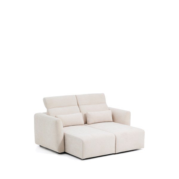 Beżowa częściowo rozkładana sofa z tkaniny szenilowej z szezlongiem 180 cm Lares – Kave Home-image-4