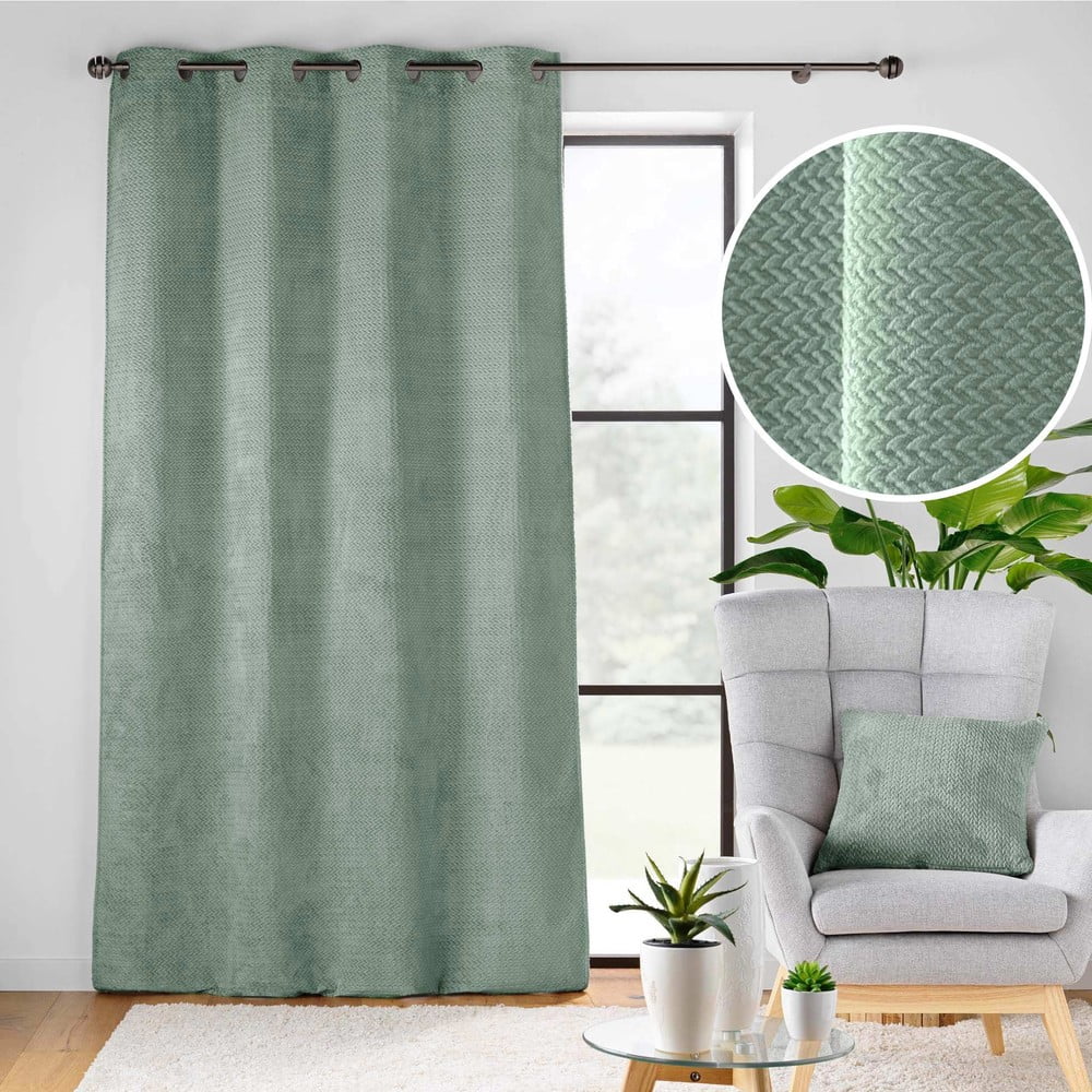 Zielona zasłona z mikfroflaneli 140x240 cm Flanela – douceur d'intérieur (zdjęcie 8)