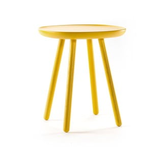 Żółty stolik z litego drewna EMKO Naïve, ø 45 cm