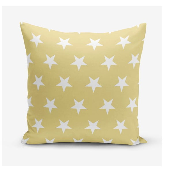Żółta poszewka na poduszkę z gwiezdnym motywem Minimalist Cushion Covers, 45x45 cm
