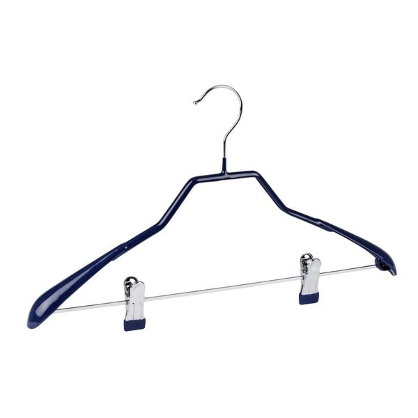 Niebieski antypoślizgowy wieszak na ubrania z klipsami Wenko Hanger Shape