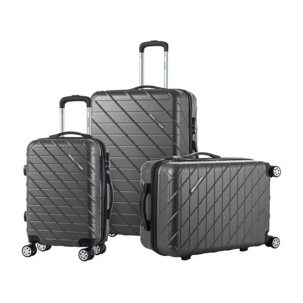 Zestaw 3 czarnych walizek na kółkach Murano Americano