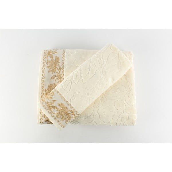 Komplet 2 ręczników Asu Cream, 50x90 cm + 90x150 cm