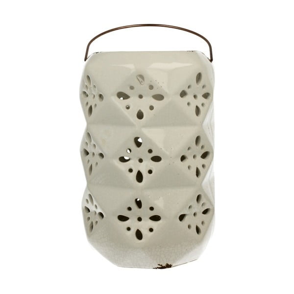 Biały lampion ceramiczny Duo Gift, wys. 26 cm