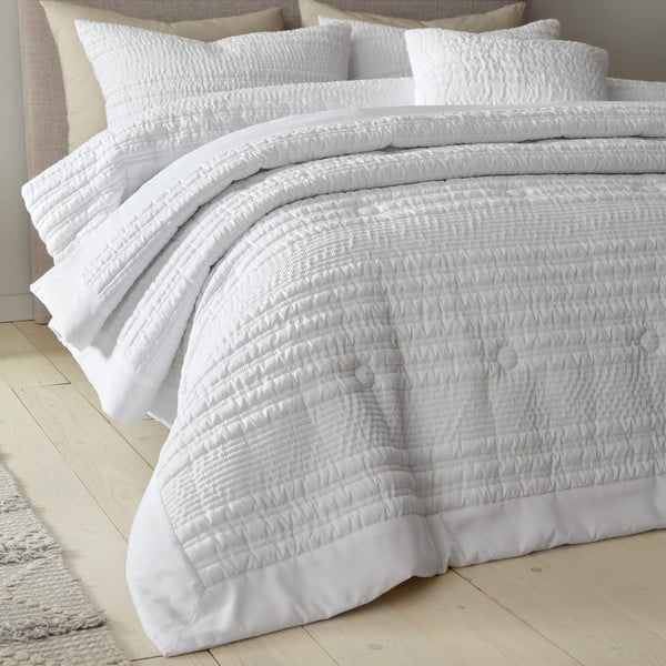 Biała narzuta pikowana na łóżko dwuosobowe 220x220 cm Lennon Stripe – Catherine Lansfield