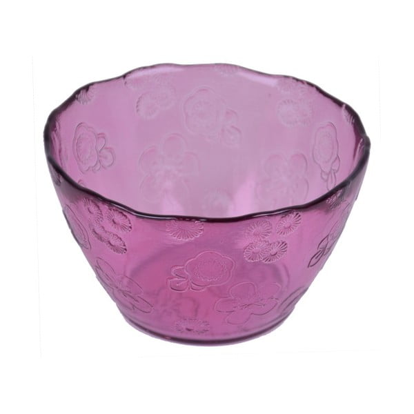 Różowa miska szklana Ego Dekor Flora, 14 cm