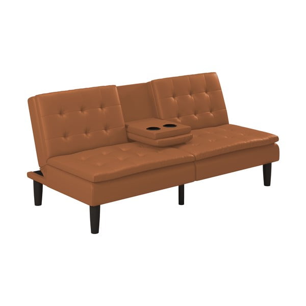 Koniakowa rozkładana sofa z imitacji skóry 191 cm Maine – Støraa-image-1