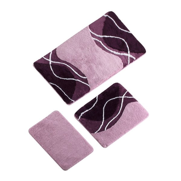 Zestaw 3 fioletowych dywaników łazienkowych Verge Bath Mat Wareno