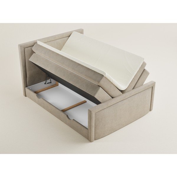 Beżowe łóżko kontynentalne ze schowkiem 160x200 cm Fresco – Maison de Rêve-image-3