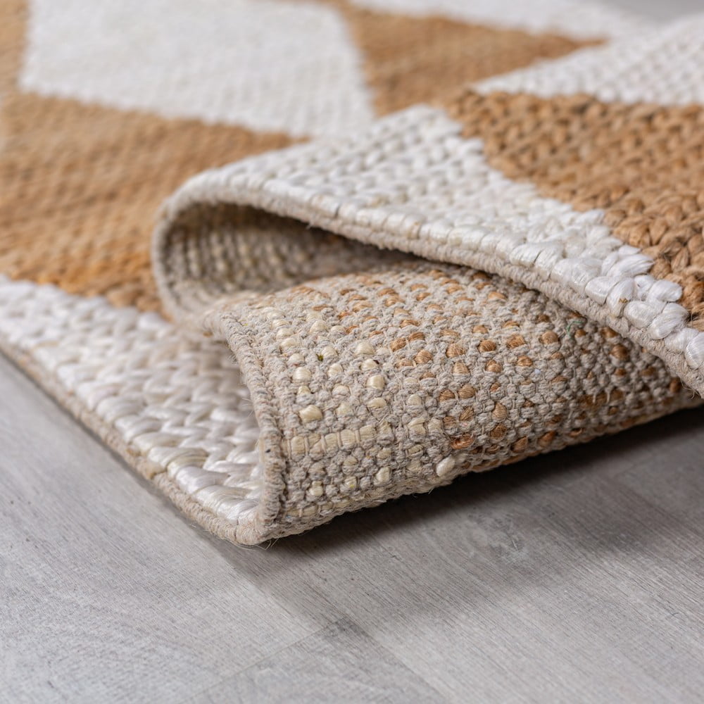 Biało-naturalny dywan z mieszanki juty tkany ręcznie 120x170 cm Effie Diamond – Flair Rugs (zdjęcie 4)