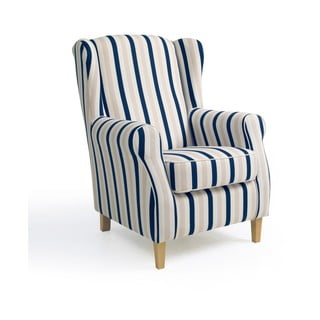 Niebiesko-biały fotel w paski Max Winzer Lorris
