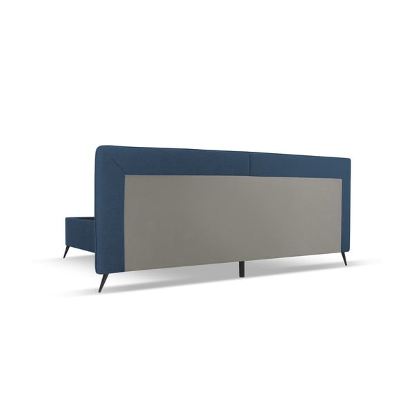 Ciemnoniebieskie tapicerowane łóżko dwuosobowe ze schowkiem i stelażem 160x200 cm Walter – Milo Casa-image-3