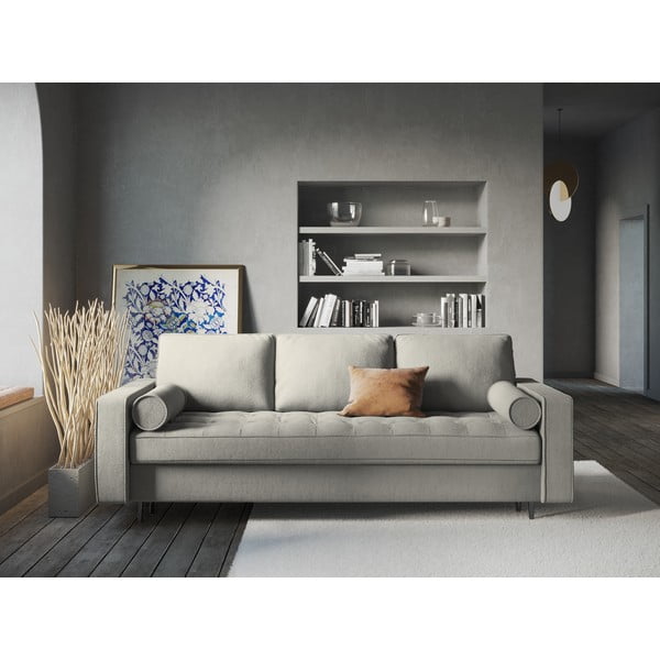 Jasnoszara rozkładana sofa Milo Casa Santo-image-1