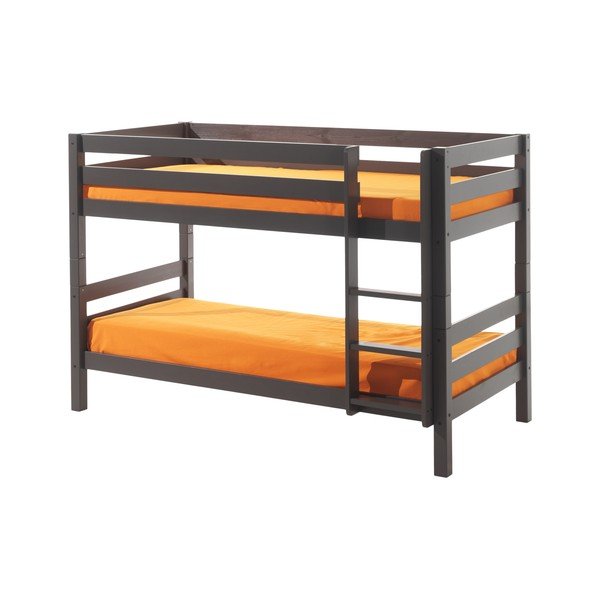 Szare dziecięce łóżko piętrowe Vipack Pino, wys. 140 cm