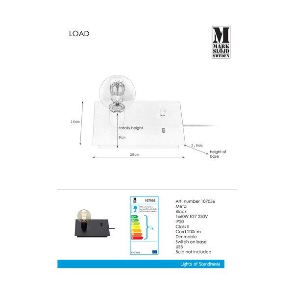 Czarna lampa stołowa Markslöjd Load-image-1