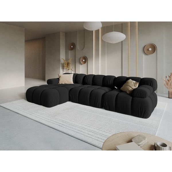Czarna aksamitna sofa 285 cm Bellis – Micadoni Home-image-1