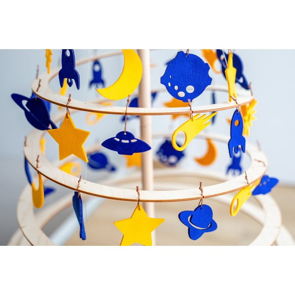 Zestaw 8 żółtych i niebieskich filcowych ozdób świątecznych Spira Medium-image-3