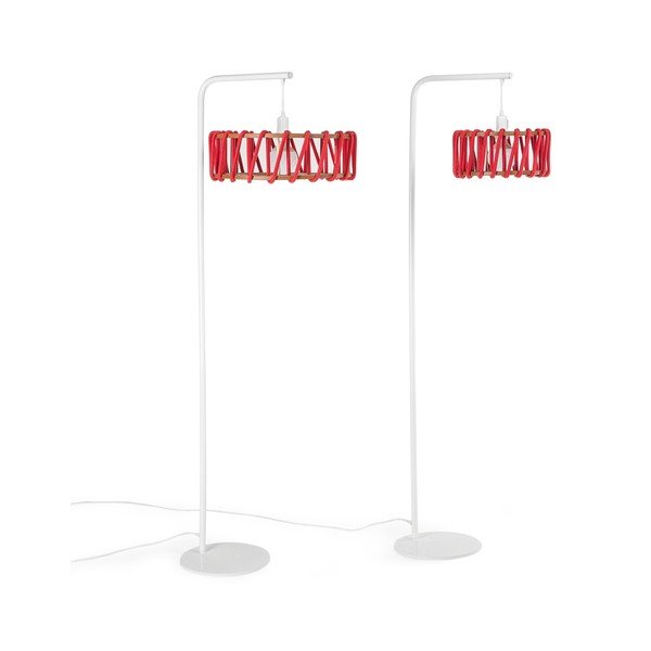 Lampa stojąca z białą konstrukcją i małym czerwonym kloszem EMKO Macaron-image-4