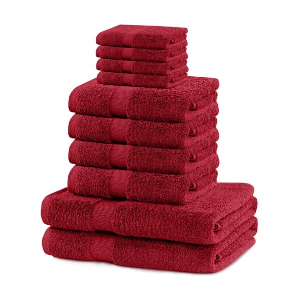 Czerwone bawełniane ręczniki zestaw 10 szt. frotte Marina – Restilo