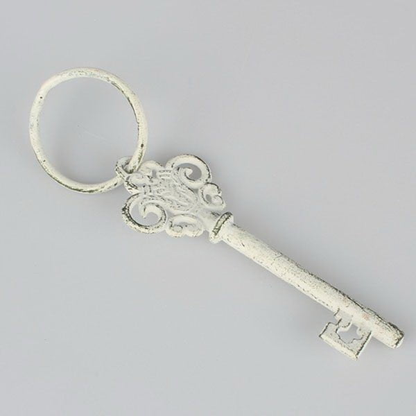 Biały dekoracyjny klucz żeliwny Dakls