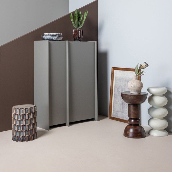 Szara szafka w dekorze jesionu 102x140x44 cm Brock – WOOOD-image-1