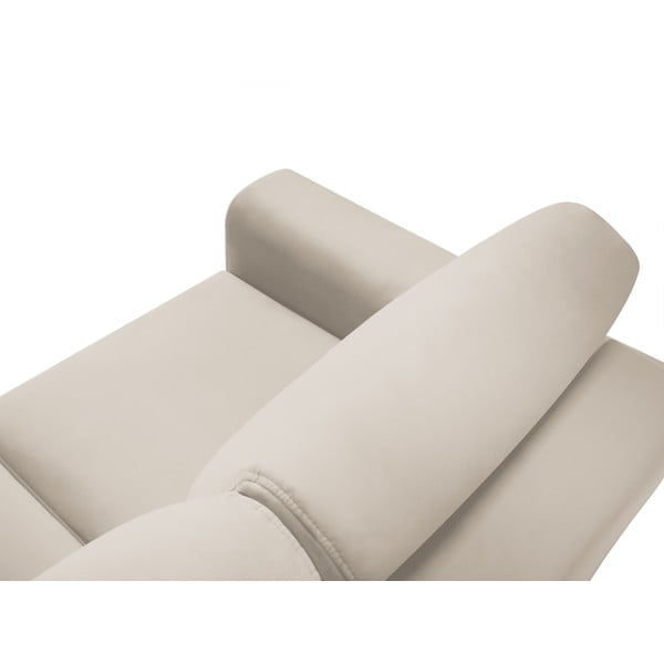 Beżowy aksamitny rozkładany narożnik ze schowkiem Kyoto – Cosmopolitan Design-image-4