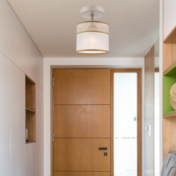 Jasnobrązowa lampa sufitowa z tekstylnym kloszem ø 16 cm Andrea – LAMKUR-image-2