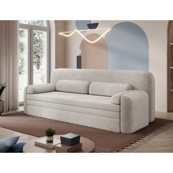 Beżowa sztruksowa rozkładana/ze schowkiem sofa 236 cm Elioss – ELTAP-image-3