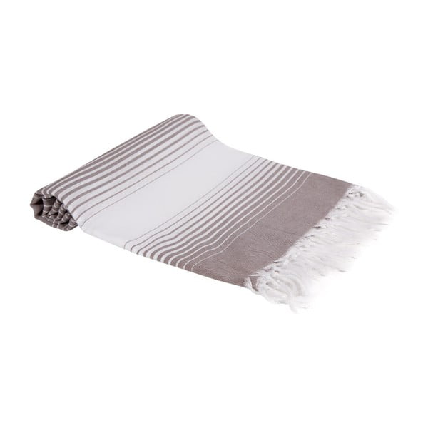 Brązowy ręcznik kąpielowy tkany ręcznie Ivy's Gonca, 100x180 cm