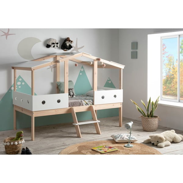 Białe podwyższone łóżko dziecięce Marckeric Compte, 90x190 cm-image-1